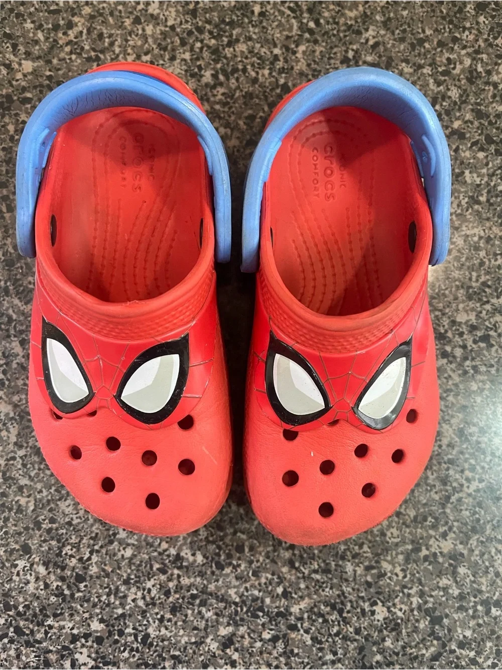 Crocs Marvel All Terrain Shoes Kids Size 10 Spiderman Clog Slip On Red Blue